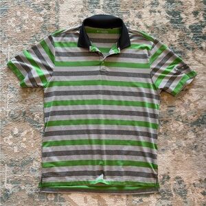 Columbia Men's Polo Shirt with Green and Gray Stripes